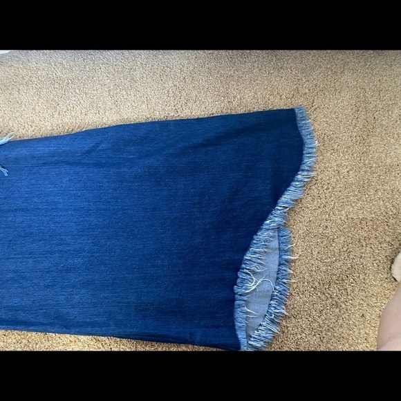 Marques Almeida Asymmetrical Hem Dark Was Denim Mini Shift Sleeveless Dress - Picture 9 of 12